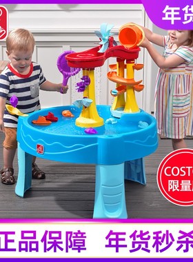 进口step2儿童瀑布戏水桌玩水台宝宝沙水池玩具网红水上乐园
