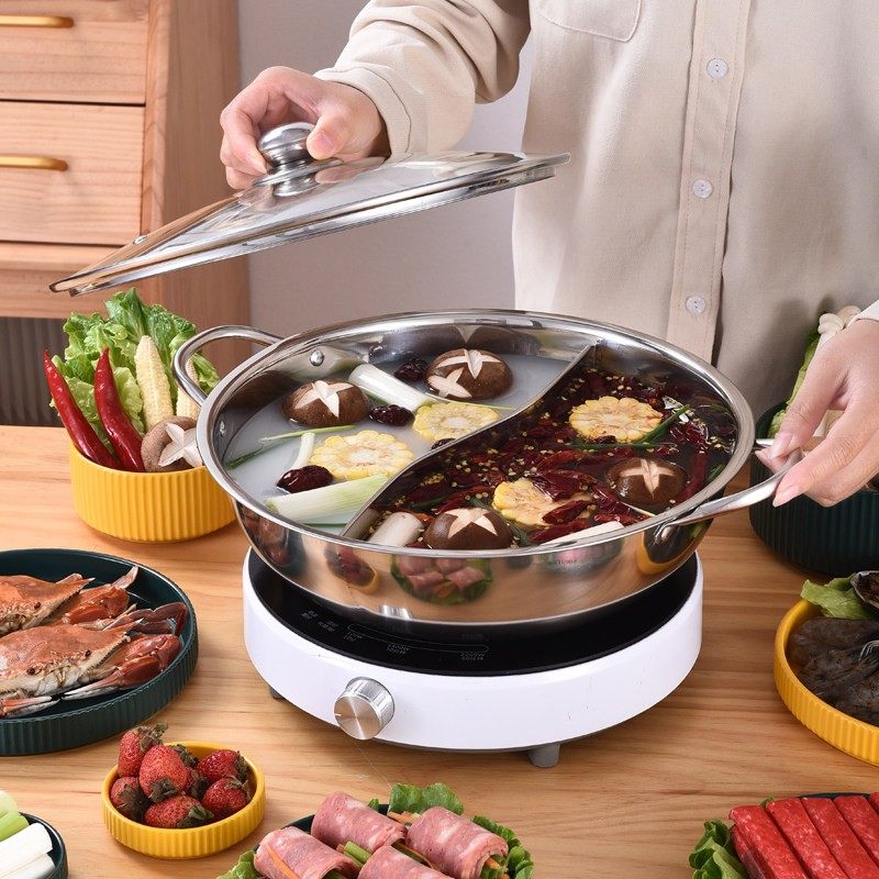 不锈钢加厚火锅家庭用鸳鸯火锅盆电磁炉专用锅具专用刷肚锅中式清,厨房/烹饪用具,火锅,淘宝优惠券,粉丝福利购,淘宝优惠卷