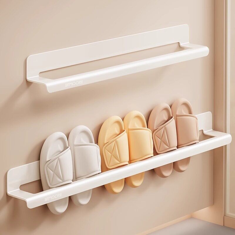 奶白不锈钢拖鞋架免打孔化妆室浴室壁挂鞋子收纳神器厕所沥水架子