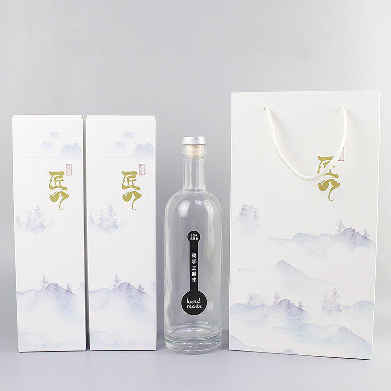 网红一斤装玻璃酒瓶空瓶红酒瓶装送双只礼盒家用375-500ml果酒瓶