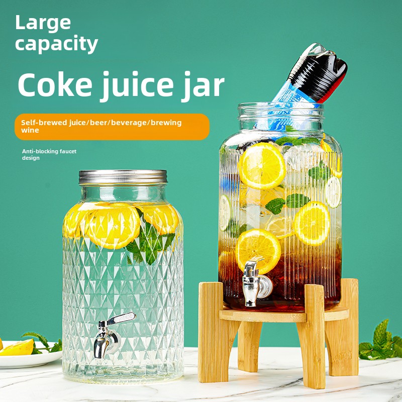 酒水果茶桶果汁罐微醺自调可乐桶容器玻璃酒桶泡酒瓶带龙头饮料啤