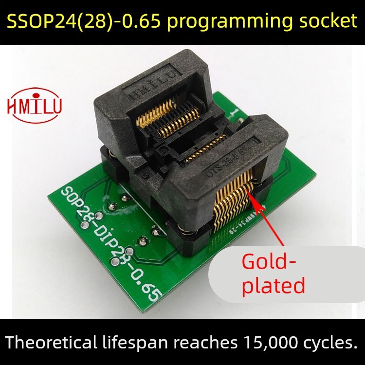 SSOP24烧录座 镀金双触点 弹跳座 OTS28-0.65-01 TSSOP24烧写座