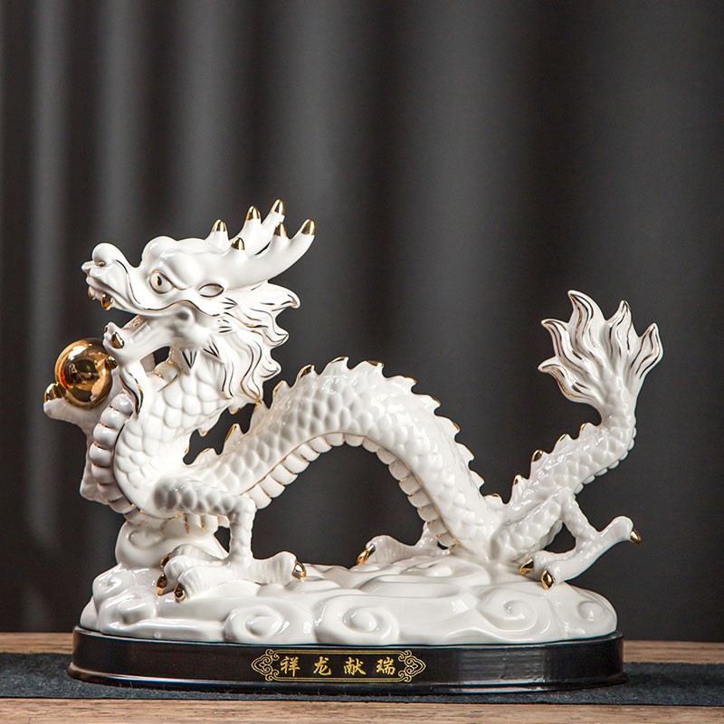 陶瓷龙摆件大号十二生肖招财办公室客厅工艺品摆设品店铺开业送人