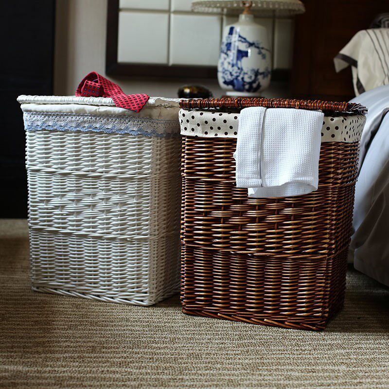 金柳家居藤编收纳箱收纳箱脏衣服收纳筐草编柳编洗衣篮带盖子收纳