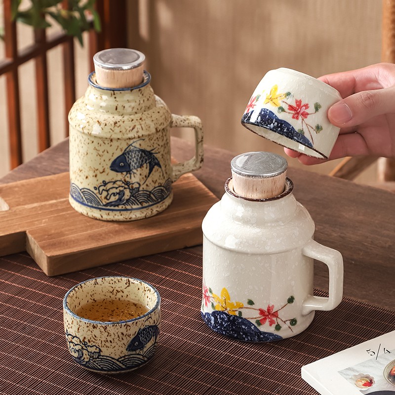 中式陶瓷小暖壶家用带盖马克杯暖水瓶办公室泡茶水杯马克杯伴手礼