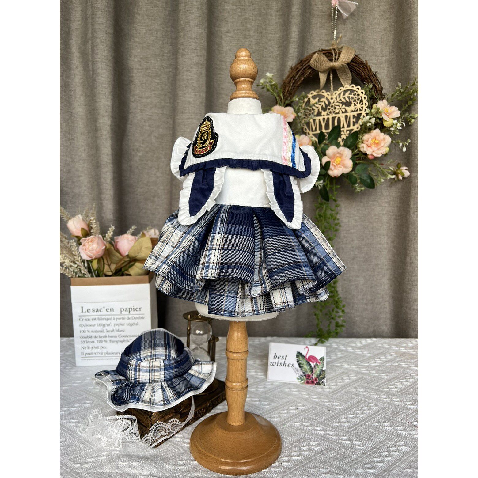 喵呜萌宠原创手工宠物狗狗衣服JK制服蓬蓬裙猫咪兔子公主风洋装