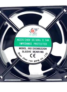 Rengang RG1238B220H 220/240V 0.14A 12CM厘米12038机柜轴流风机
