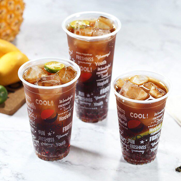 90口径370ml500ml700ml百事可乐饮料杯一次性奶茶杯塑料杯1000只