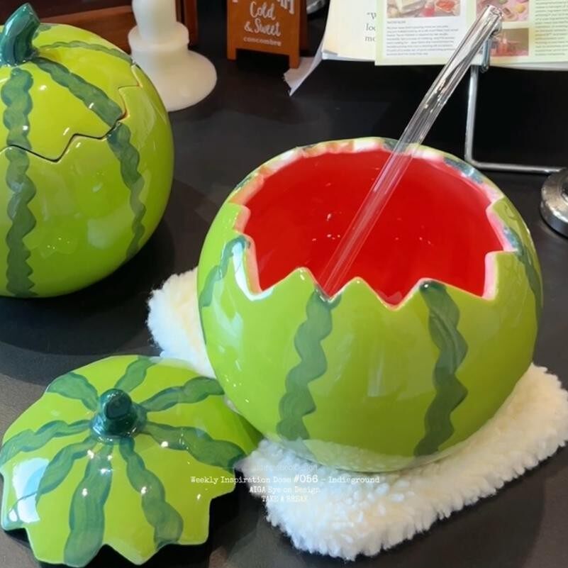 西瓜马克杯高级感轻奢高颜值大容量陶瓷杯设计感小众新款创意水杯