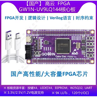 [国产]高云FPGA GW1N-UV9LQ144/LV4LQ144 FPGA/CPLD开发板/核心板