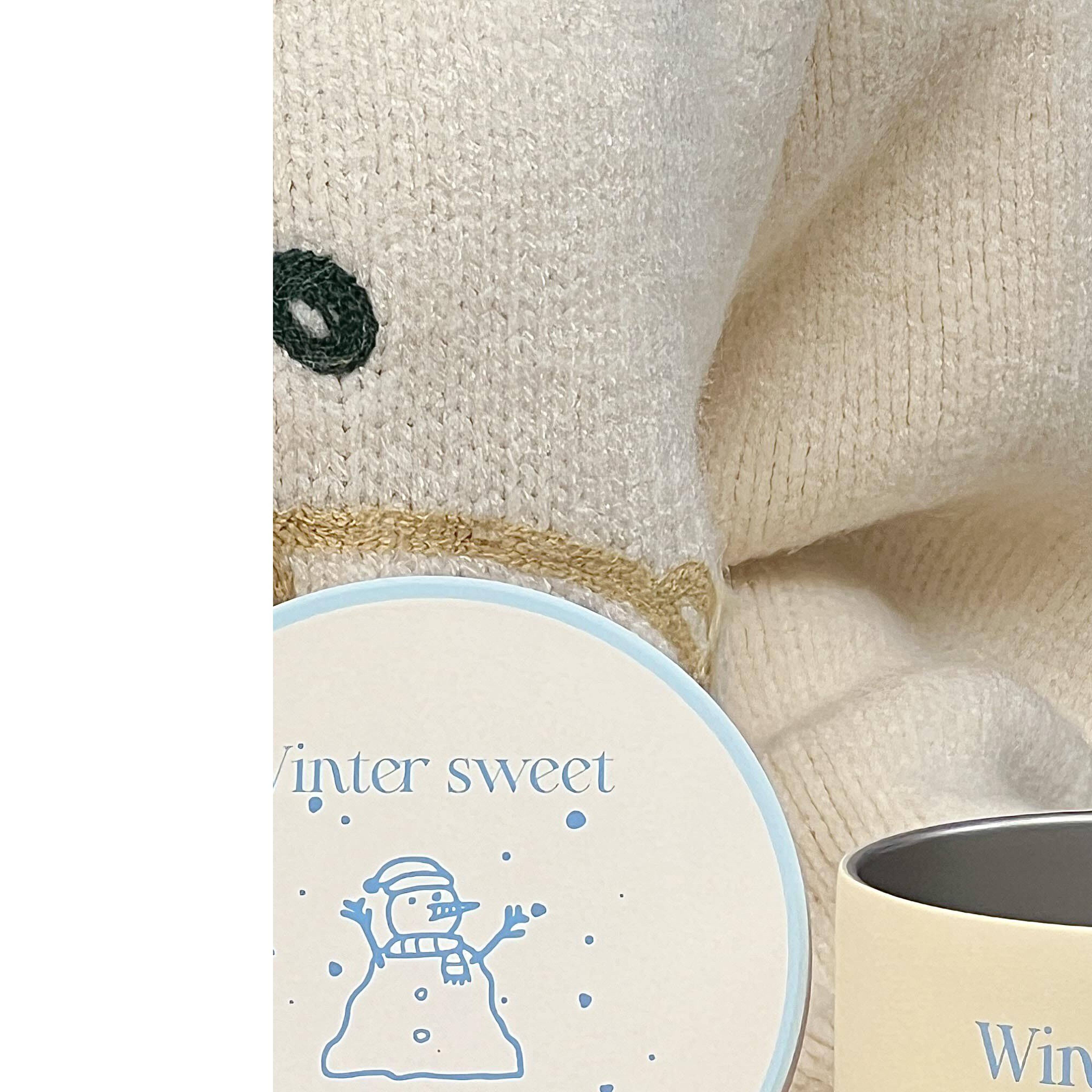 YOUNGFIREins韩风冬日雪人米色不锈钢水杯保温杯大容量带盖子礼物