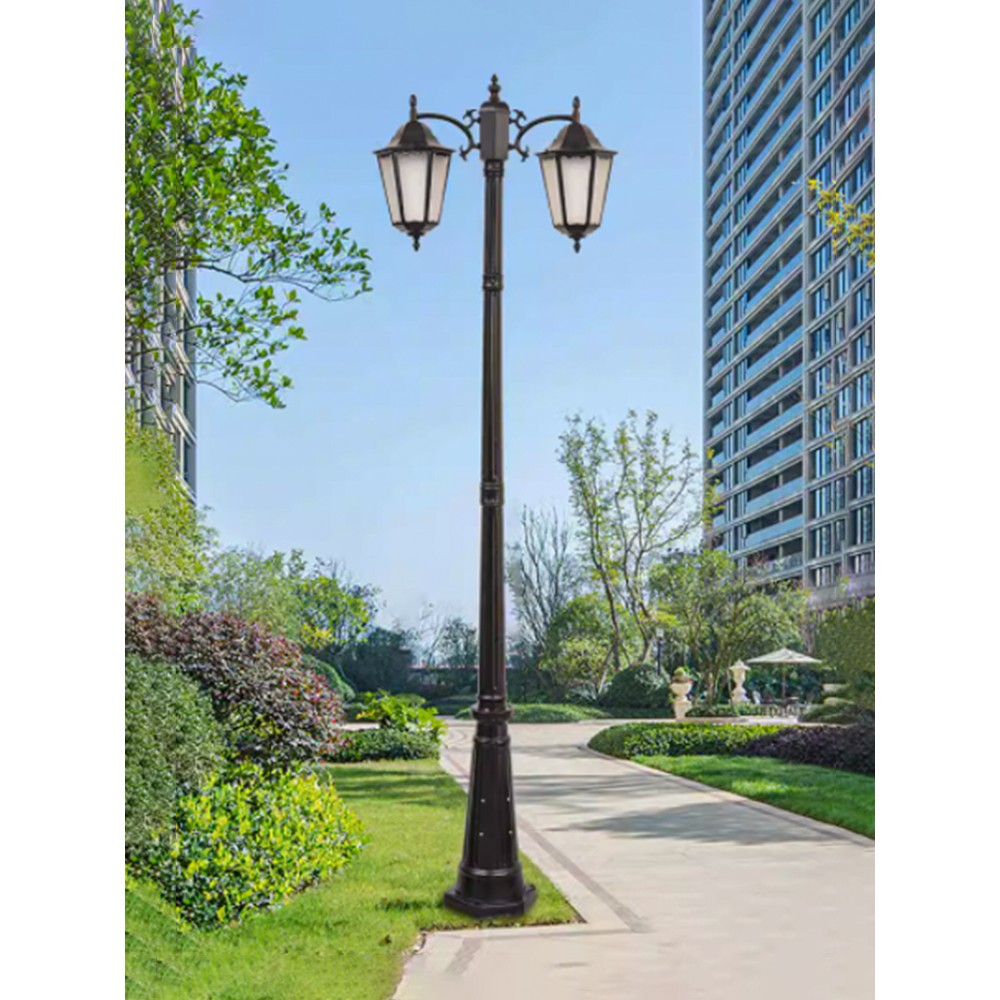 庭院灯户外花园别墅草坪灯小区单双头路灯室外家用防水欧式高杆灯