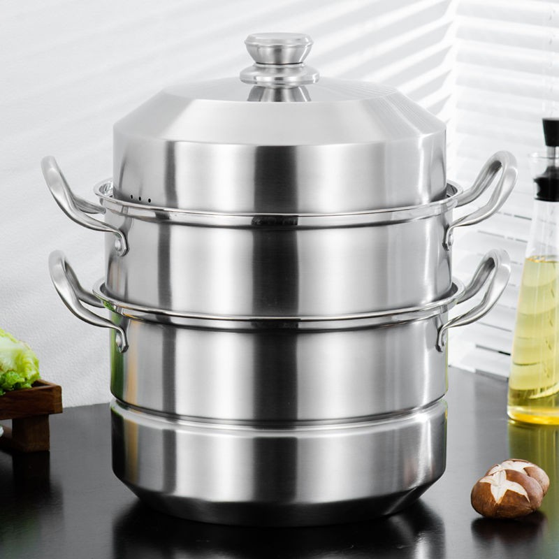 蒸锅家用304不锈钢加厚34双层3o4二层32cm大号40蒸馍锅36蒸煮炖