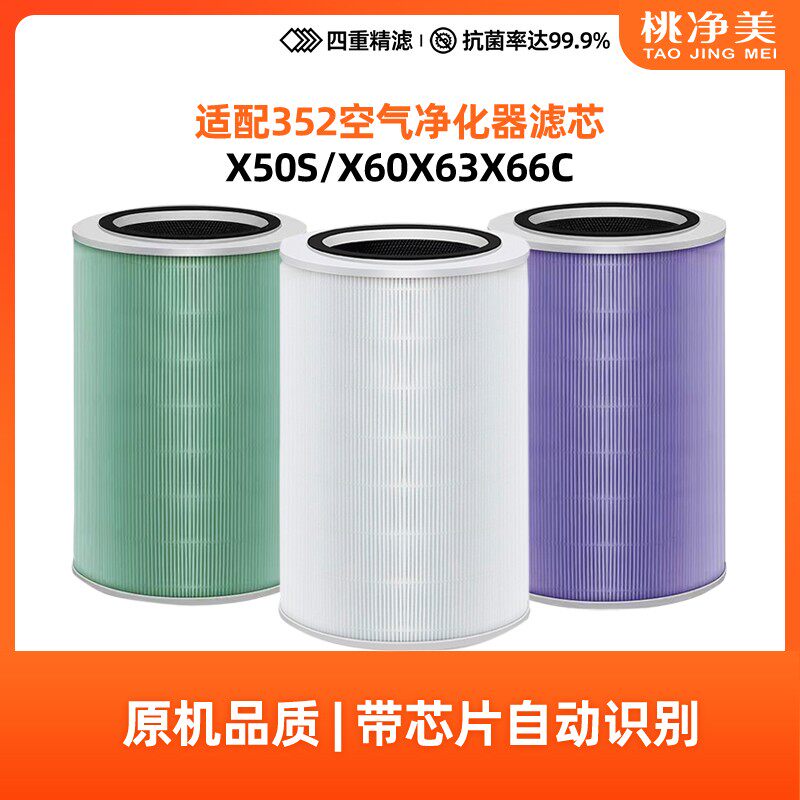 适配352空气净化器滤芯X50S X60S X63C X66C新款标准版高效滤网