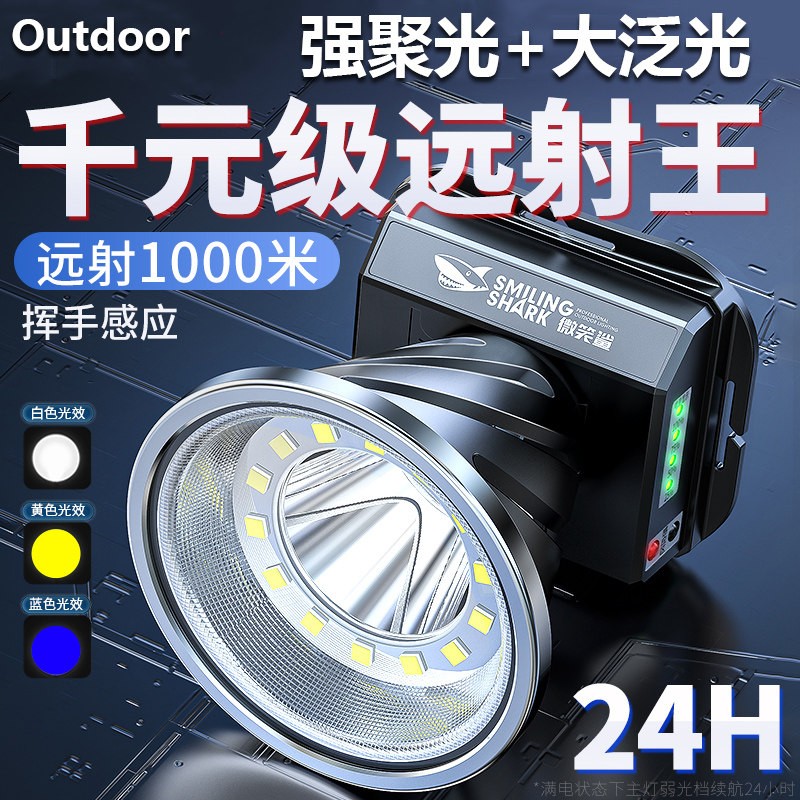 德国感应头灯强光充电超亮头戴式照明灯手电筒户外新款超级特亮矿