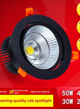 黑色led防眩射灯天花筒灯20W30W40W50W开孔11.5 12 14 15 16公分