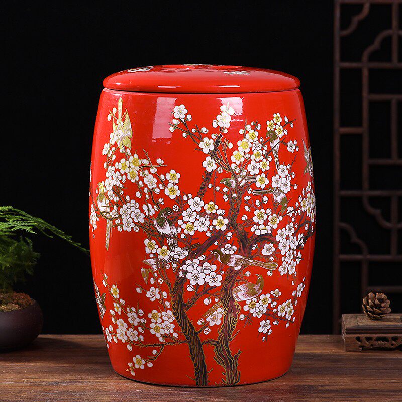 景德镇陶瓷器粉彩喜鹊30斤50斤装米缸米桶面缸水缸泡菜坛子储物罐