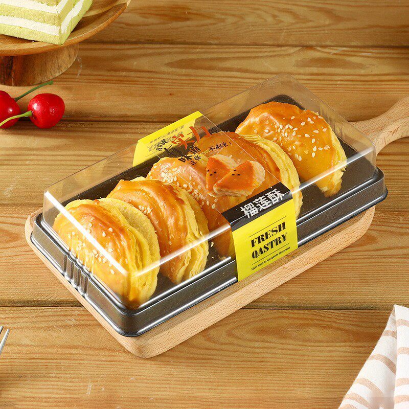 5粒榴莲酥盒子 透明西点 蛋糕盒一次性食品打包盒烘焙包装盒100个