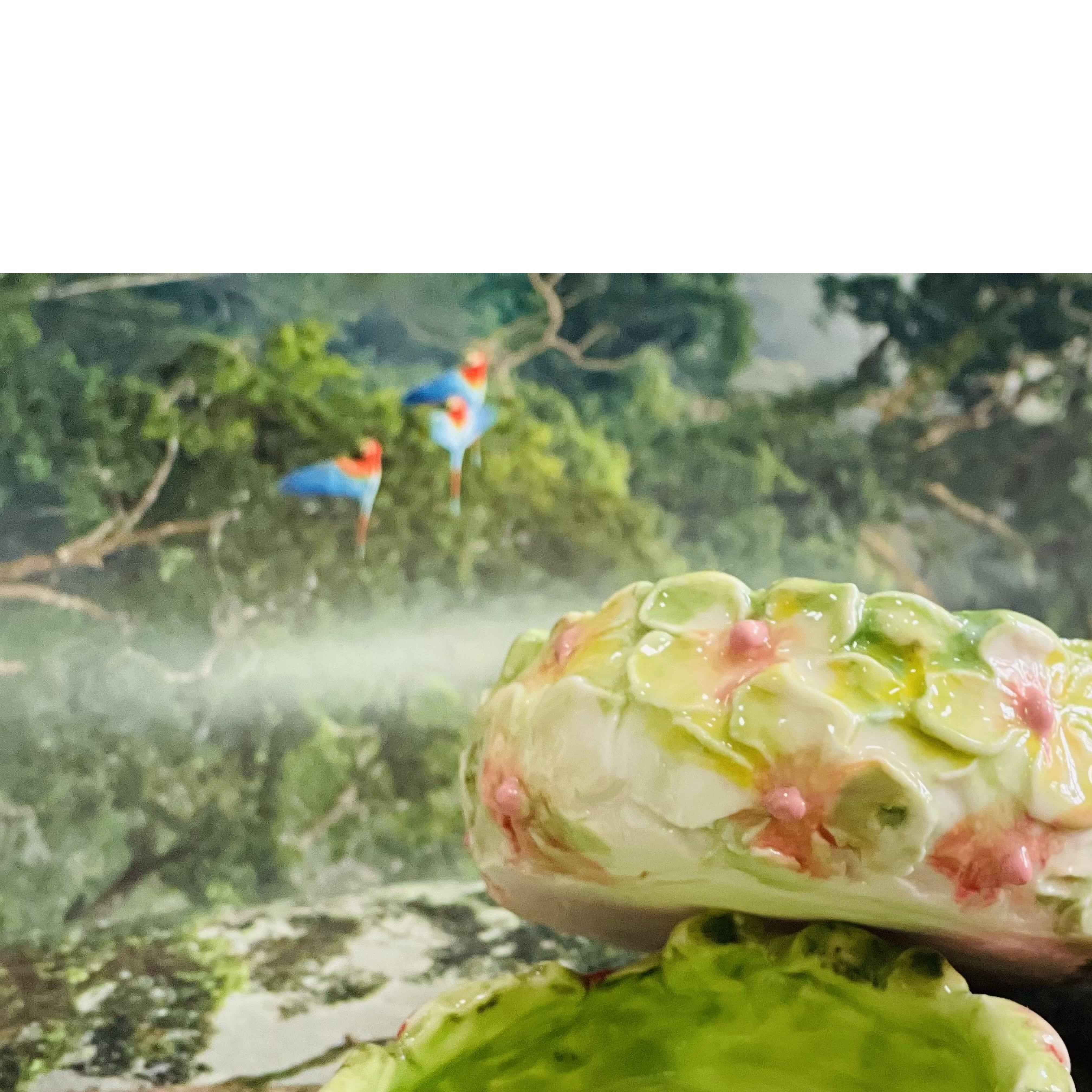 瓷蓓手捏造景花碗陶瓷高温釉下绣球花小碟收纳小花盆乔迁新居礼物