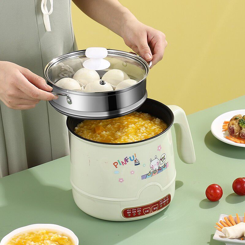 办公室电煮锅一人食带蒸笼可定时电蒸锅迷你锅工棚网红小电锅2人