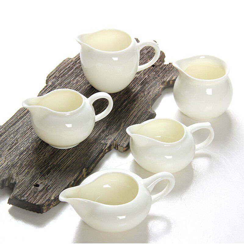 德化凝脂白瓷公道杯茶漏分茶器大号陶瓷茶海功夫茶具配件精品特价