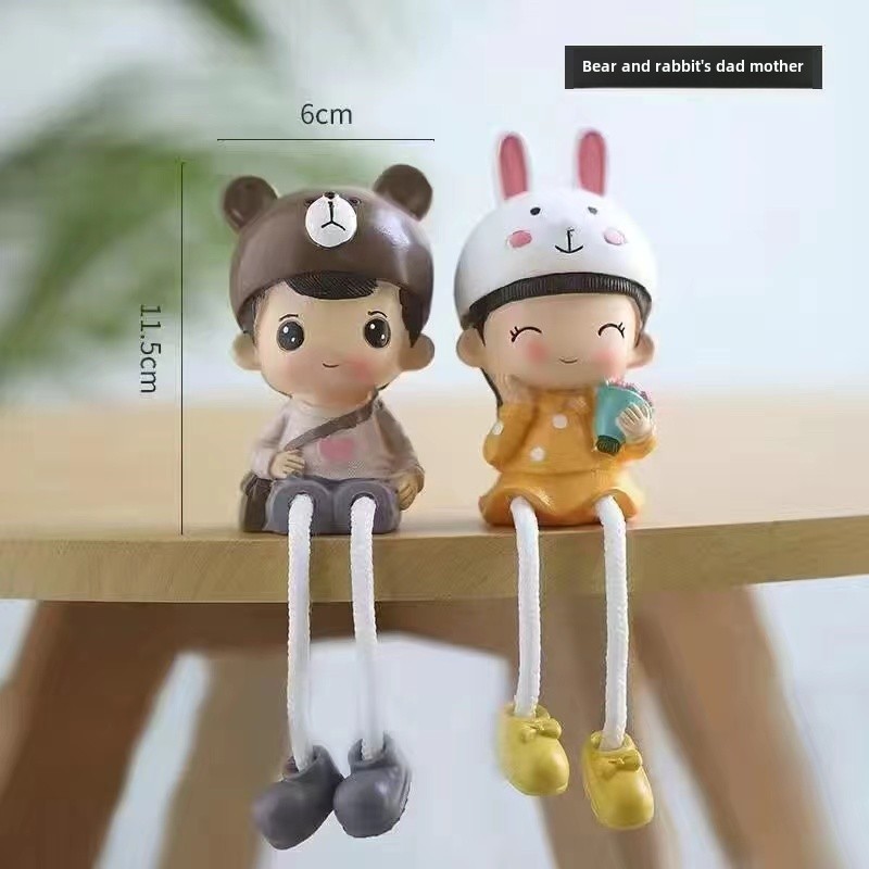 现代创意卡通桌面房间客厅装饰六一小礼品玩偶小摆件可爱吊脚娃娃