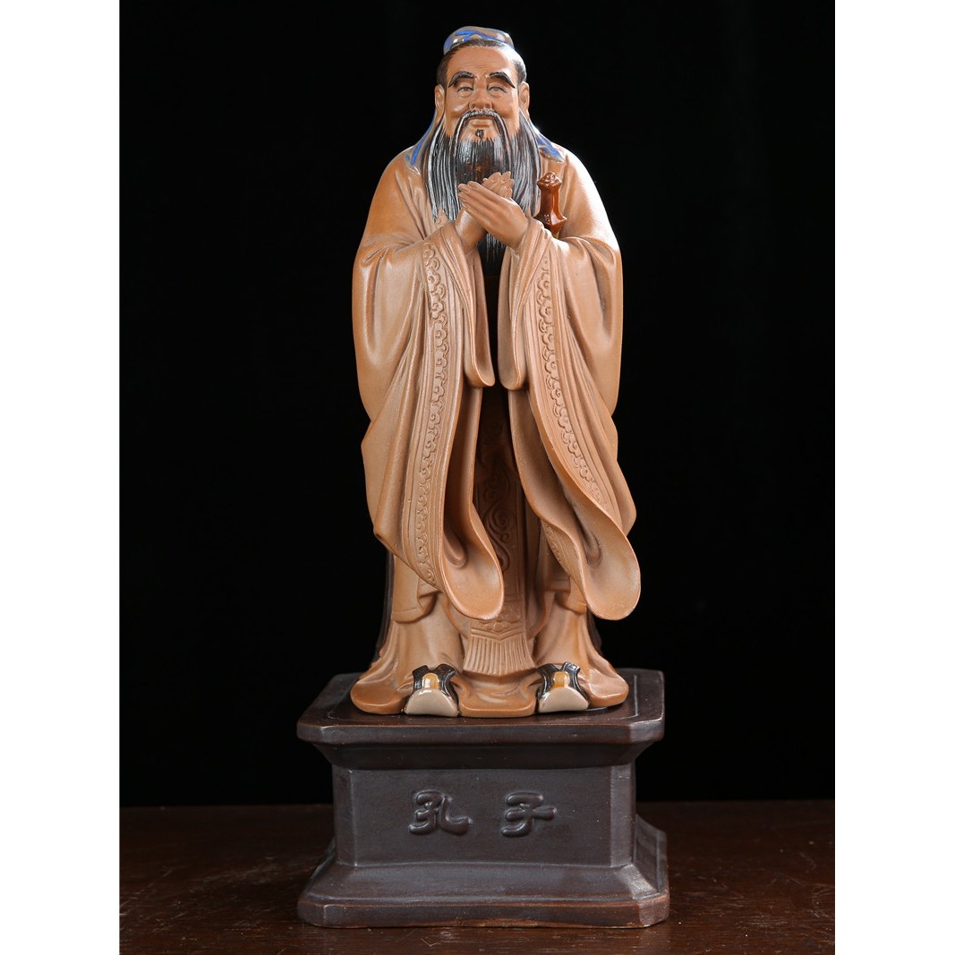 孔子 万世师表精品石湾公仔书房禅意装饰品陶瓷文昌工艺品包邮