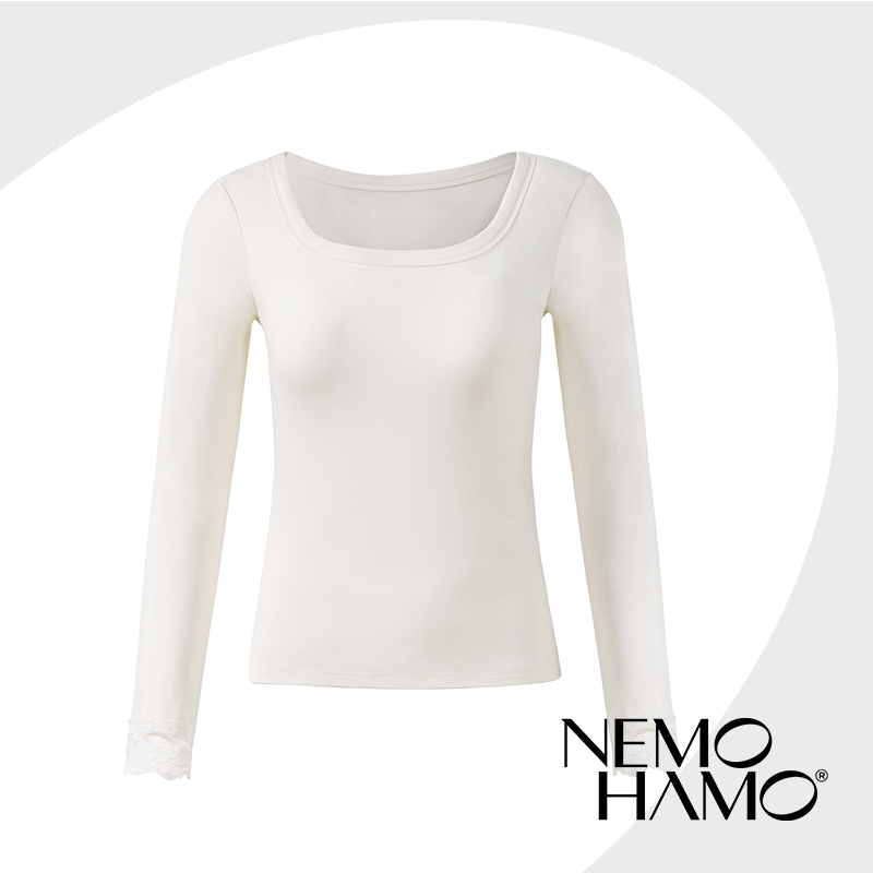 NemoHamo【走一推荐】蕾丝二合一文胸长袖打底衫
