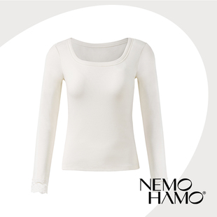 NemoHamo蕾丝二合一文胸长袖打底衫