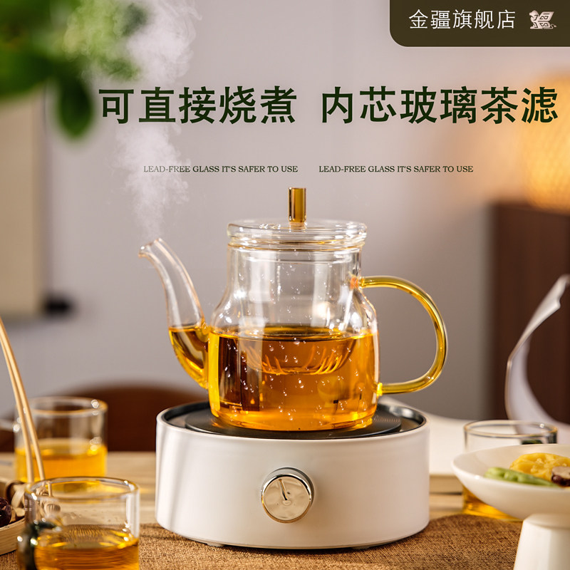 玻璃泡茶壶耐高温透明内胆过滤