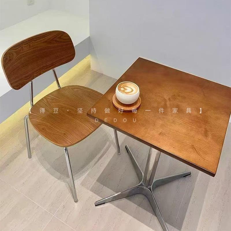 韩式复古咖啡厅海洋板桌椅组合甜品奶茶店桌子轻食西餐厅商用餐椅