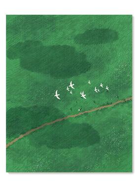 插画师Subin复刻艺术版画治愈绿色春天风景装饰画芯