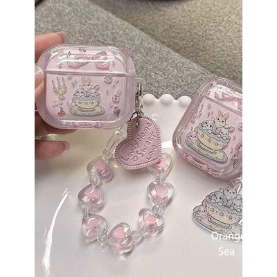 日韩ins风可爱茶杯兔子适用于OPPO EncoAir 4pro耳机壳air2新声版简约防摔分体蓝牙encofree3保护套3i/2i软胶