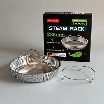 食品级不锈钢多功能防烫手蒸煮盘+三角支架2件套 沥水沥油果蔬盘