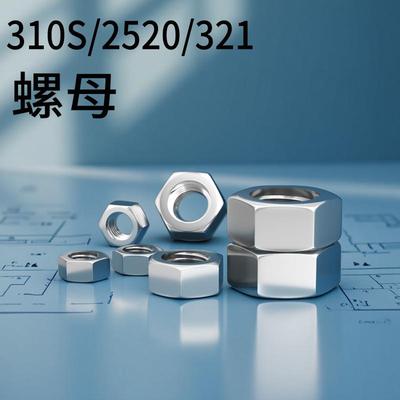 310S/2520/321不锈钢螺母M4M5M6耐高温无磁0Cr25Ni20国标螺帽