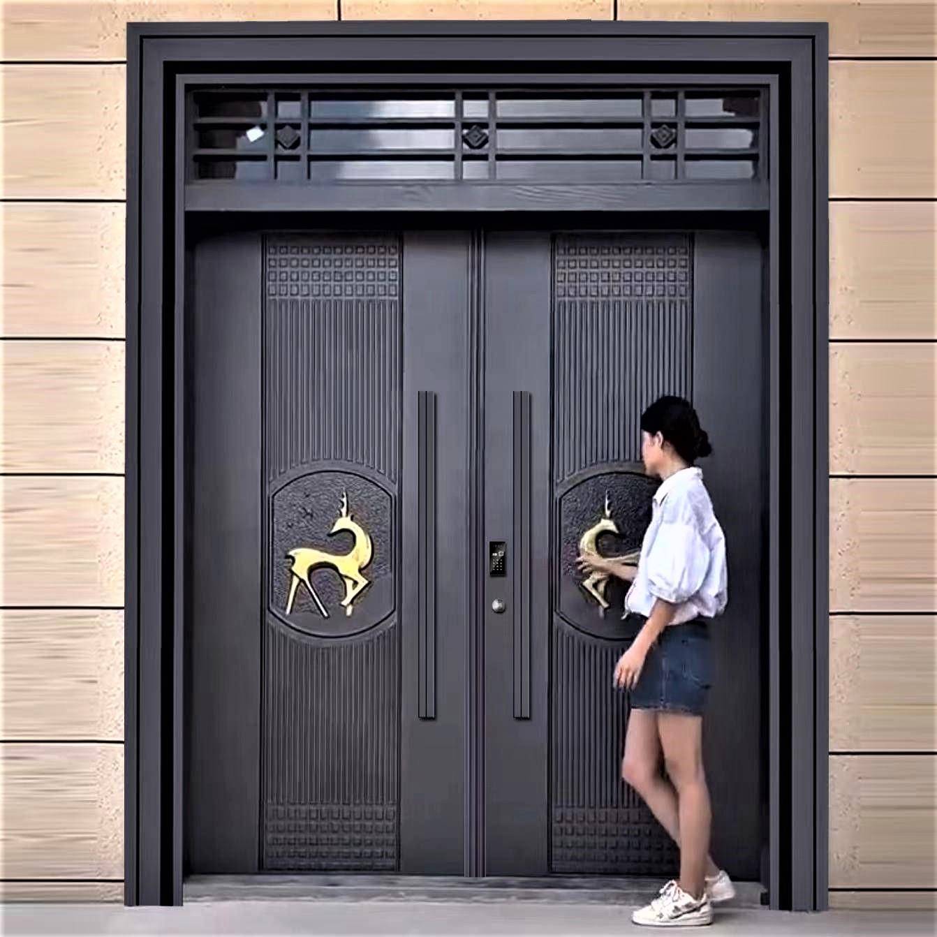 铸铝门锌合金别墅大门双开门农村自建房大门进户门家用入户防盗门