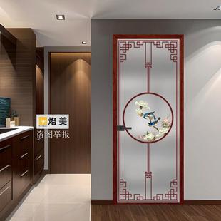 定制艺术玻璃极窄钛合金厕所门双包卫生间平开门厨房吊轨门极简门