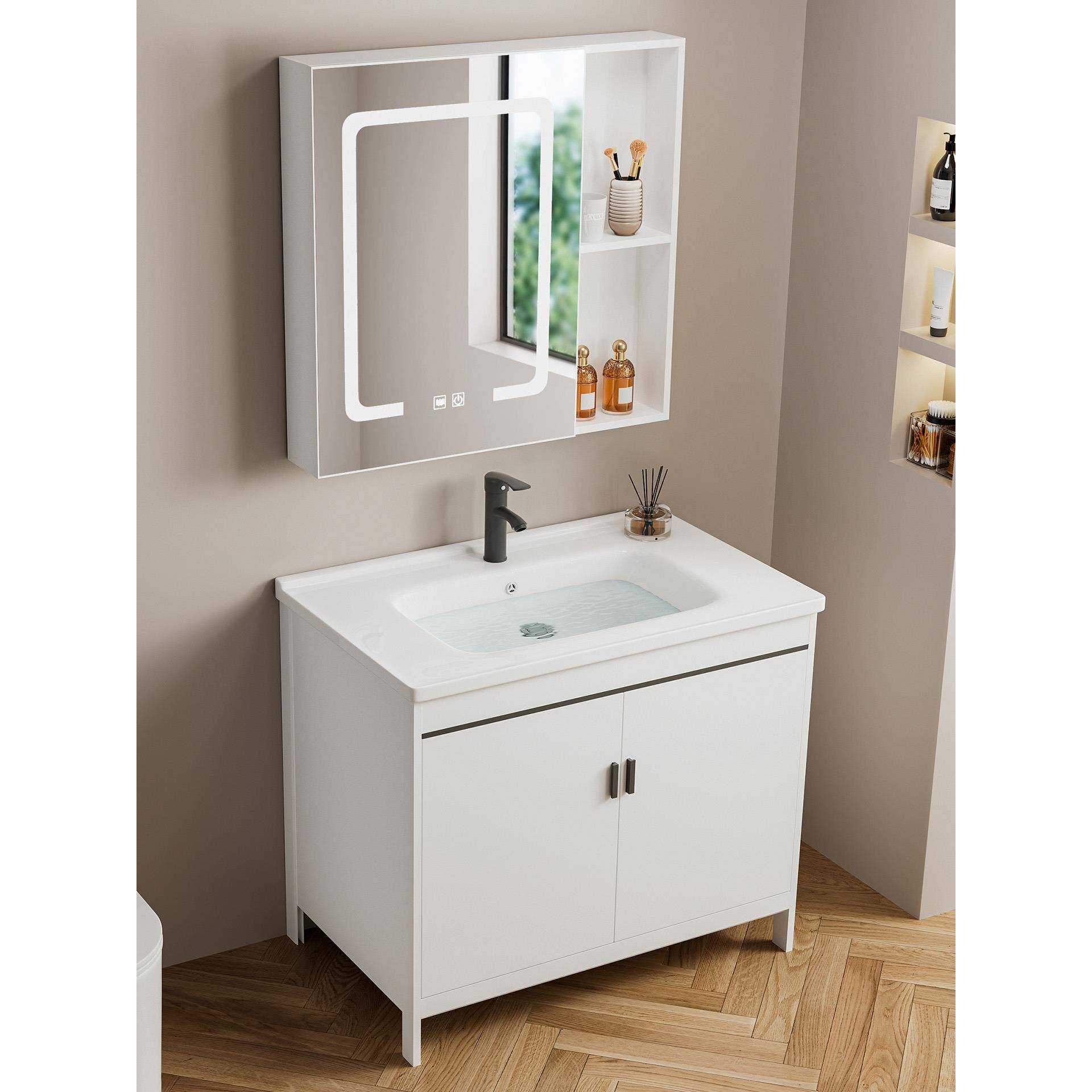 太空铝浴室柜组合小户型一体洗漱台卫生间洗脸盆家用落地式洗手盆