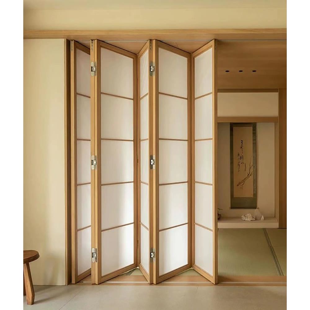 折叠门日式原木格子门窗和室榻榻米阳台隔断推拉移门无轨道卧室门