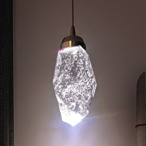 新款铝材水晶床头小吊灯卧室极简客厅背景墙玄关单个头长线灯