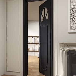 门新款 欧式 复古烤漆卧室房间门弧形黑色室内办公室法式