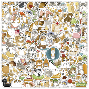 1570张日系小猫贴纸卡通手绘涂鸦插画可爱猫咪图案个性创意手机壳行李箱水杯笔记本电动车diy装饰防水贴画