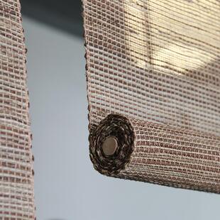 窗帘隔断帘装 定制窗帘手工苎麻茶室卷帘日式 饰门帘升降夏布田园帘