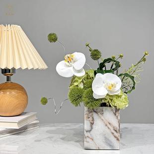 轻奢风大理石烛台花器高级手感花艺商务桌花样板房花束售楼处摆件