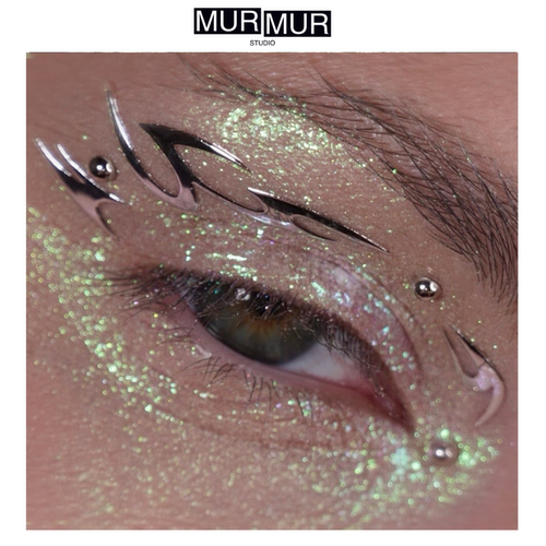 MurMur 未来感银色自粘脸贴赛博朋克机械感眼部装饰创意妆容配饰