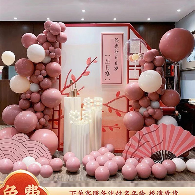60老人寿宴80生日90父母大寿气球装饰场景布置寿星背景墙kt板套餐