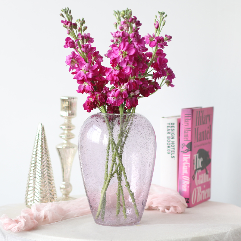 法式中古风紫色气泡玻璃花瓶红色设计师浪漫少女家居客厅餐桌装饰