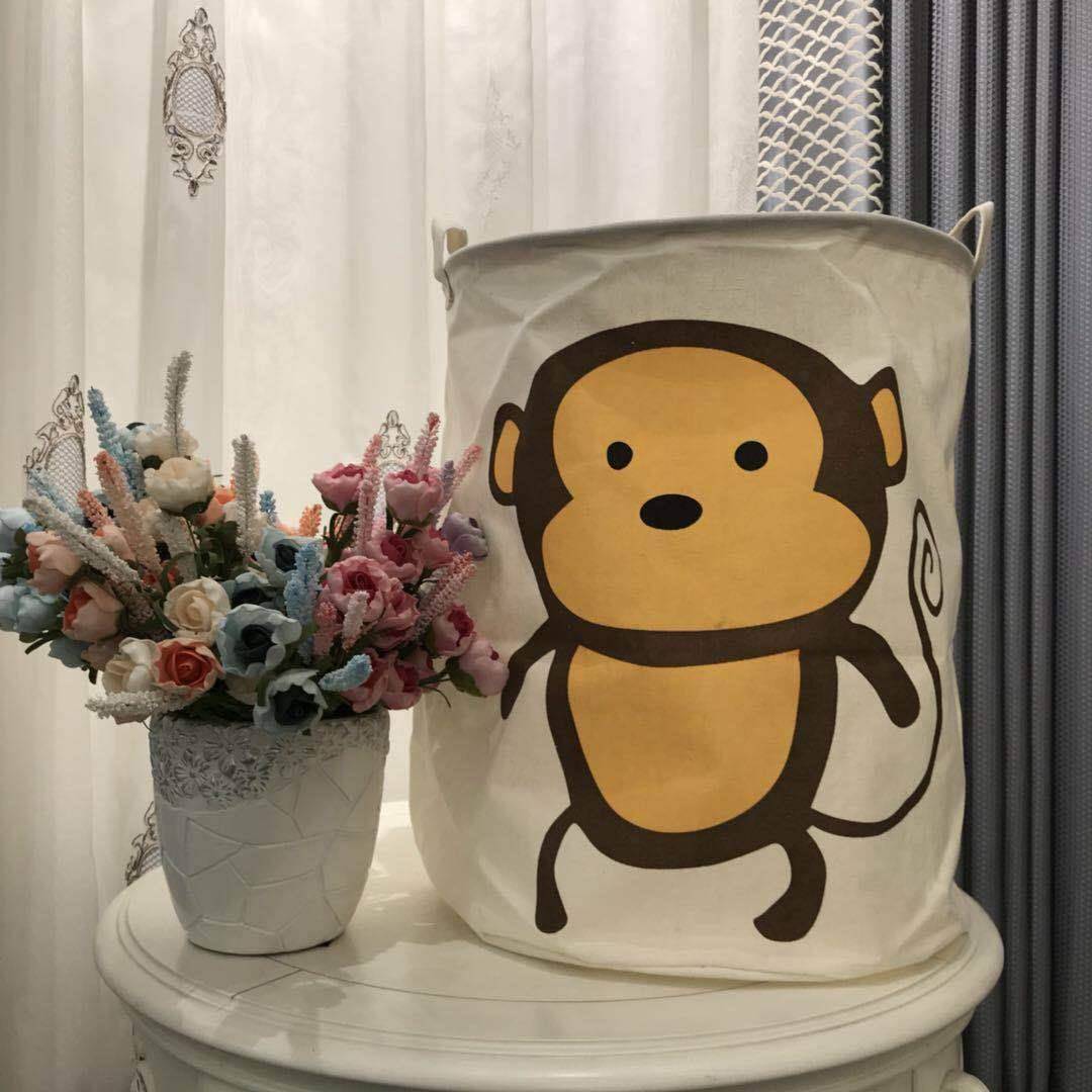 棉麻布艺收纳桶 卡通脏衣篮可折叠脏衣收纳筐玩具收纳筐