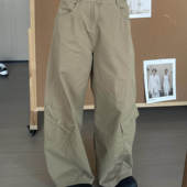 新款 半勺糖Tang小红书同款 阔腿宽松直筒休闲工装 裤 美式 复古弯刀裤