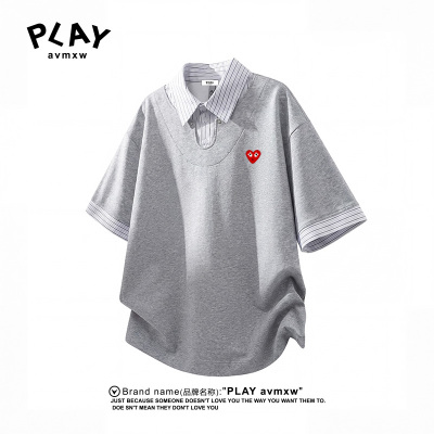 PLAYAVMXW假两件条纹POLO衫情侣